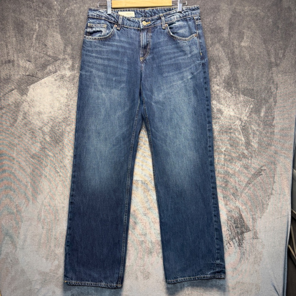 Zara Jeans Womens 8 Blue Denim Straight Leg Mid Rise Medium Wash Daily Wear